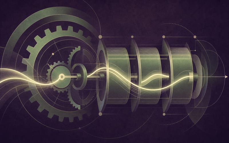 Diagram of slot reels showing the random number generator selecting reel stops